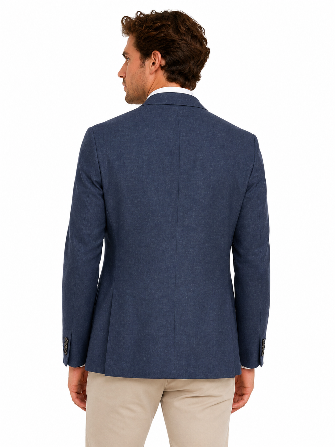Navy Blue Linen & Cotton Jacket | Paisley Lined