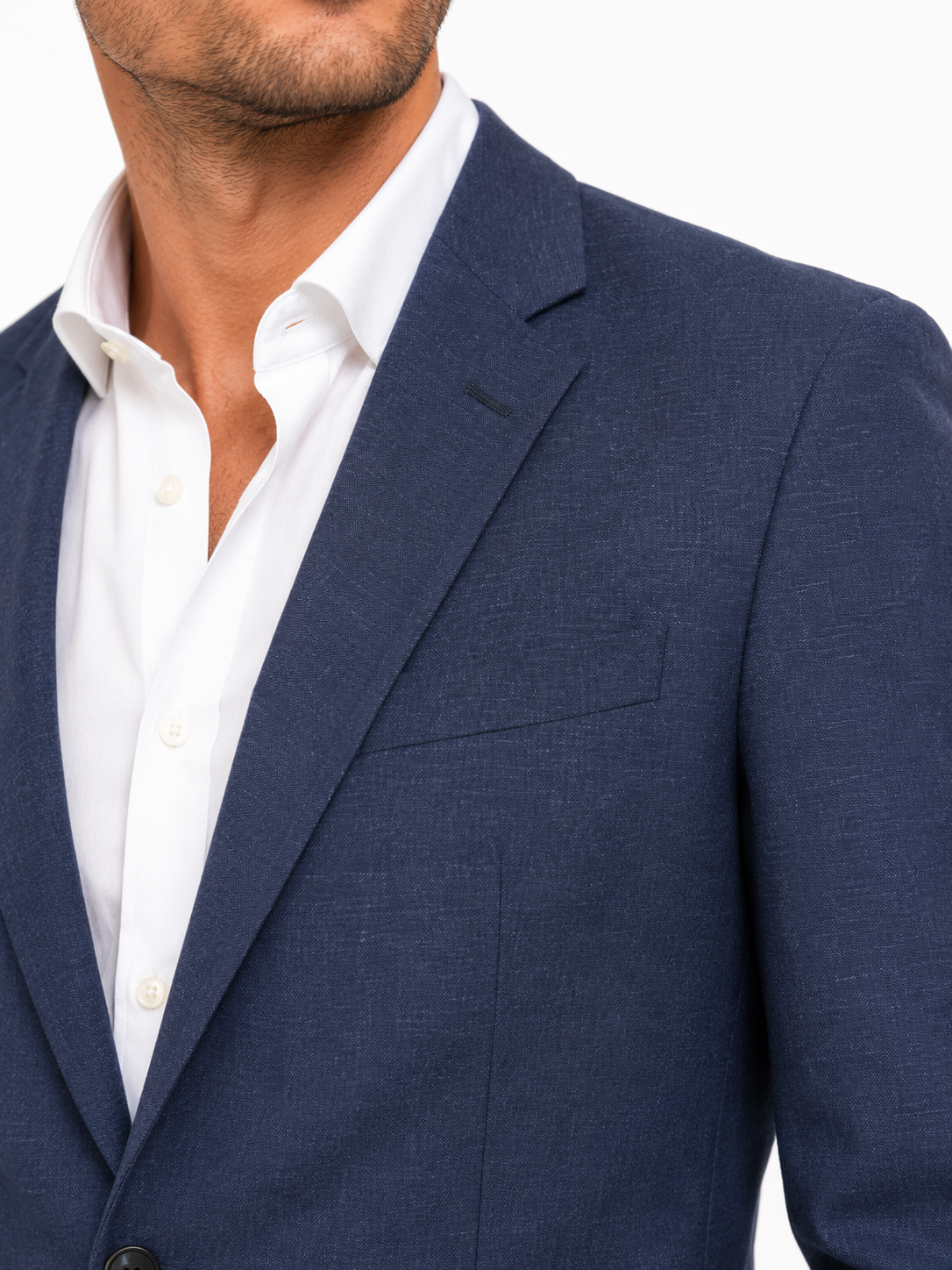 Navy Blue Linen & Cotton Jacket | Paisley Lined
