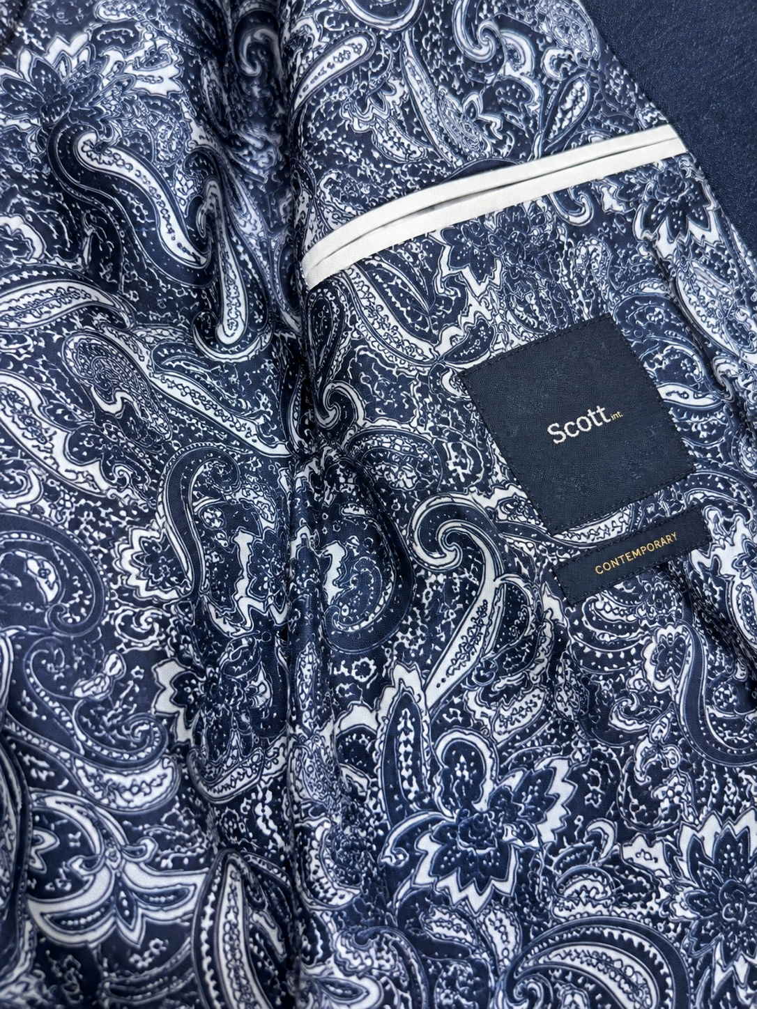 Navy Blue Linen & Cotton Jacket | Paisley Lined