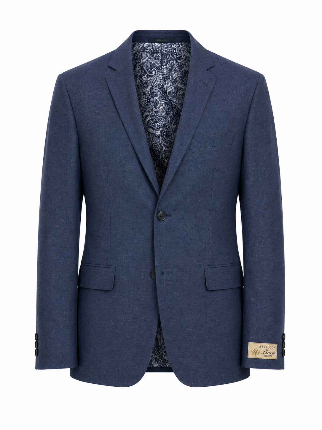 Navy Blue Linen & Cotton Jacket | Paisley Lined
