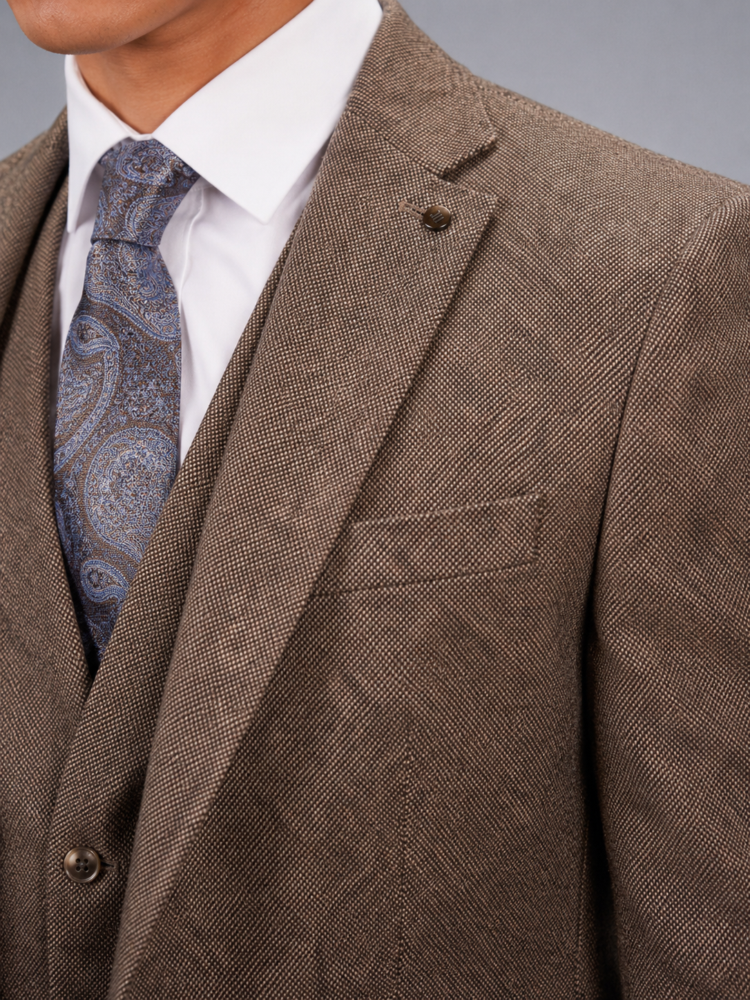 Torre Brown Yorkshire Mill Tweed 3 Piece Suit | 100% Wool | Regular Fit