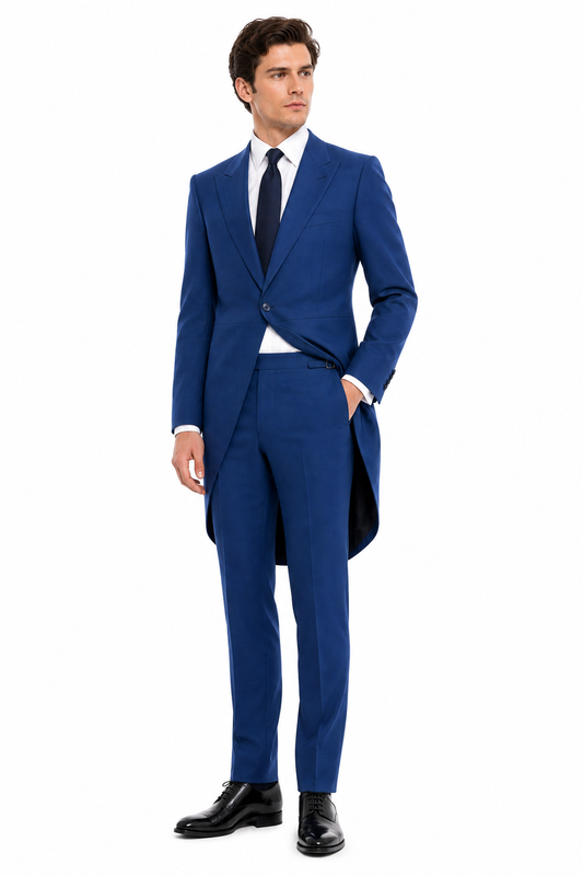 Royal Blue 2 Piece Tailcoat Suit | Wool Blend Morning Suit