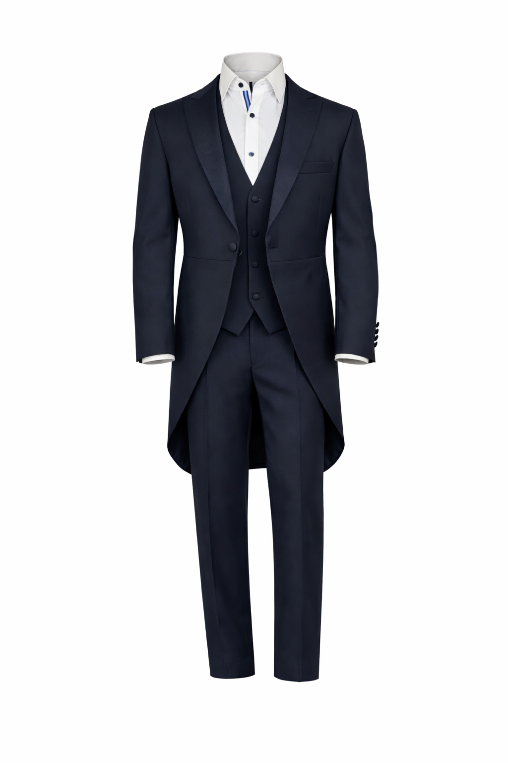 Navy Blue 2 Piece Tailcoat Suit | Pure 100% Wool | Jacket & Trousers