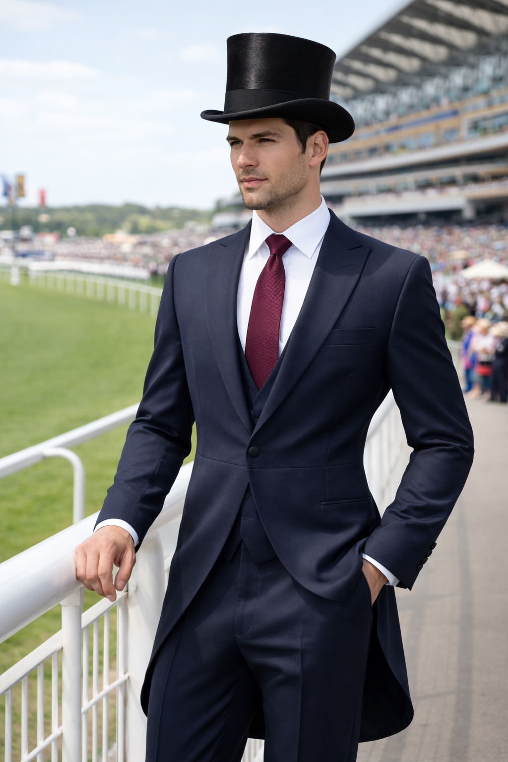 Navy Blue 2 Piece Tailcoat Suit | Pure 100% Wool | Jacket & Trousers