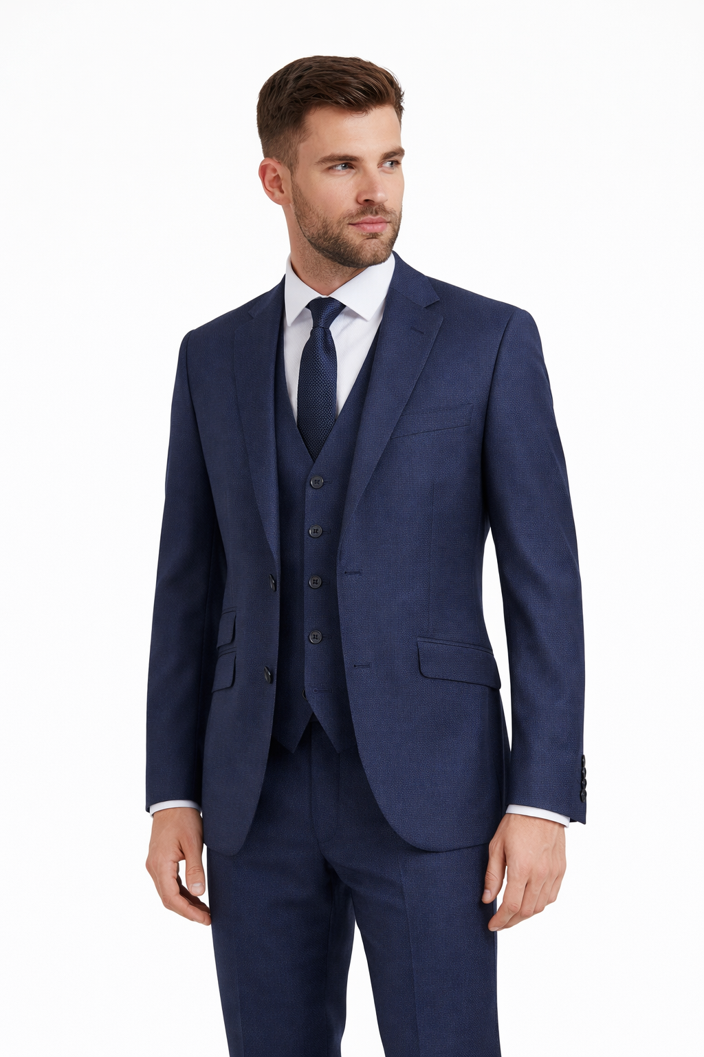 Navy Blue 3 Piece Suit | Torre Twill Slim Fit | Jacket, Waistcoat & Trousers