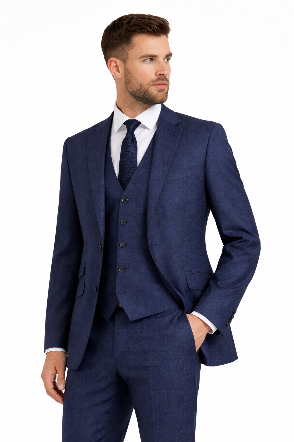 Navy Blue 3 Piece Suit | Torre Twill Slim Fit | Jacket, Waistcoat & Trousers