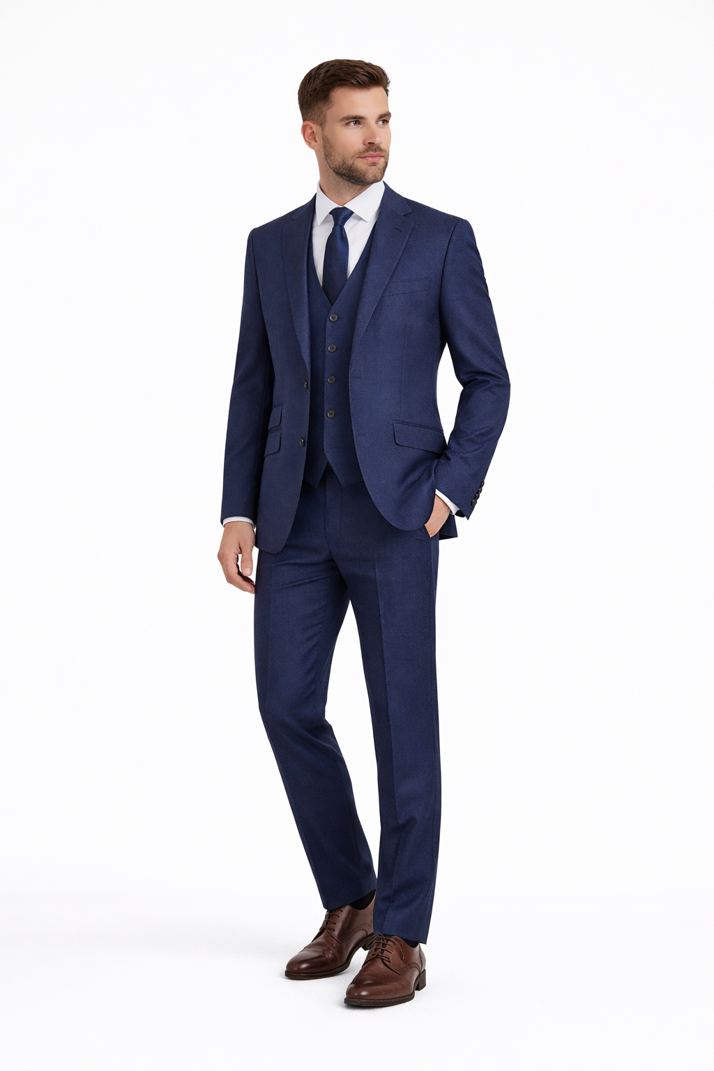 Navy Blue 3 Piece Suit | Torre Twill Slim Fit | Jacket, Waistcoat & Trousers