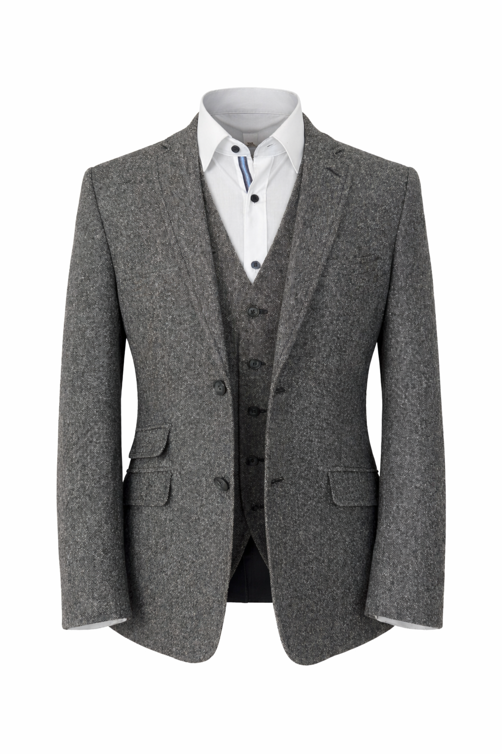 Grey Tweed 3 Piece Suit | Donegal Wool | Jacket, Trouser & Waistcoat