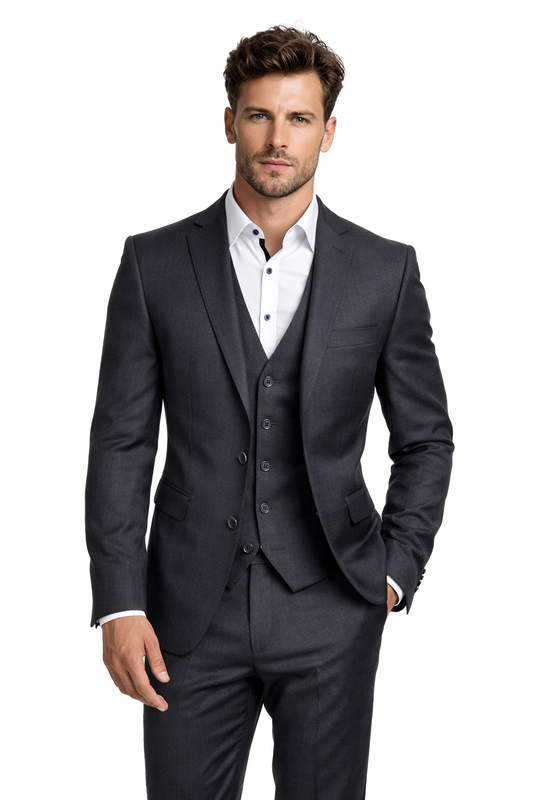 Ben Sherman Grey 3 Piece Suit | 100% Wool, Slim Fit | Jacket, Trousers & Waistcoat