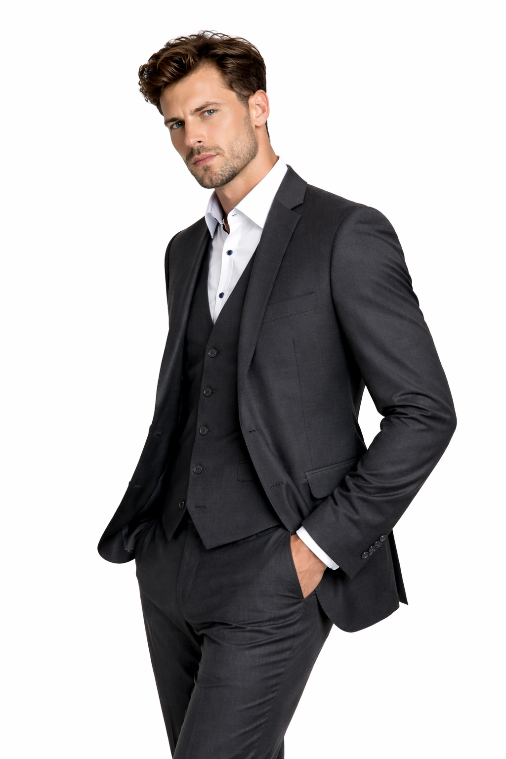 Ben Sherman Grey 3 Piece Suit | 100% Wool, Slim Fit | Jacket, Trousers & Waistcoat