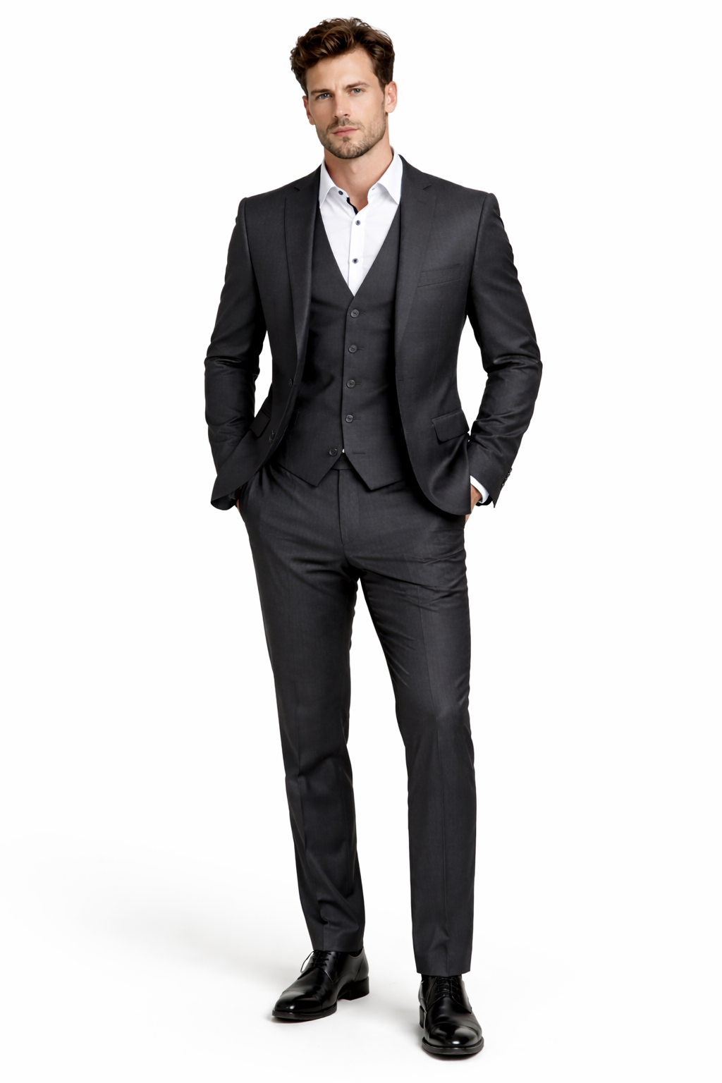Ben Sherman Grey 3 Piece Suit | 100% Wool, Slim Fit | Jacket, Trousers & Waistcoat