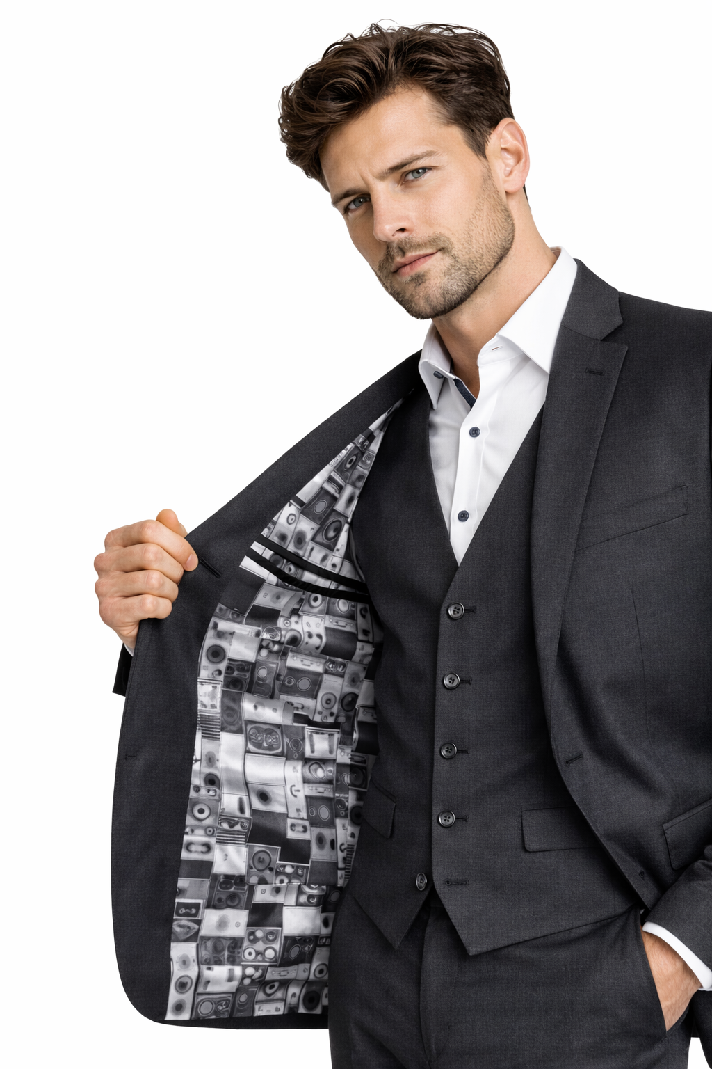 Ben Sherman Grey 3 Piece Suit | 100% Wool, Slim Fit | Jacket, Trousers & Waistcoat