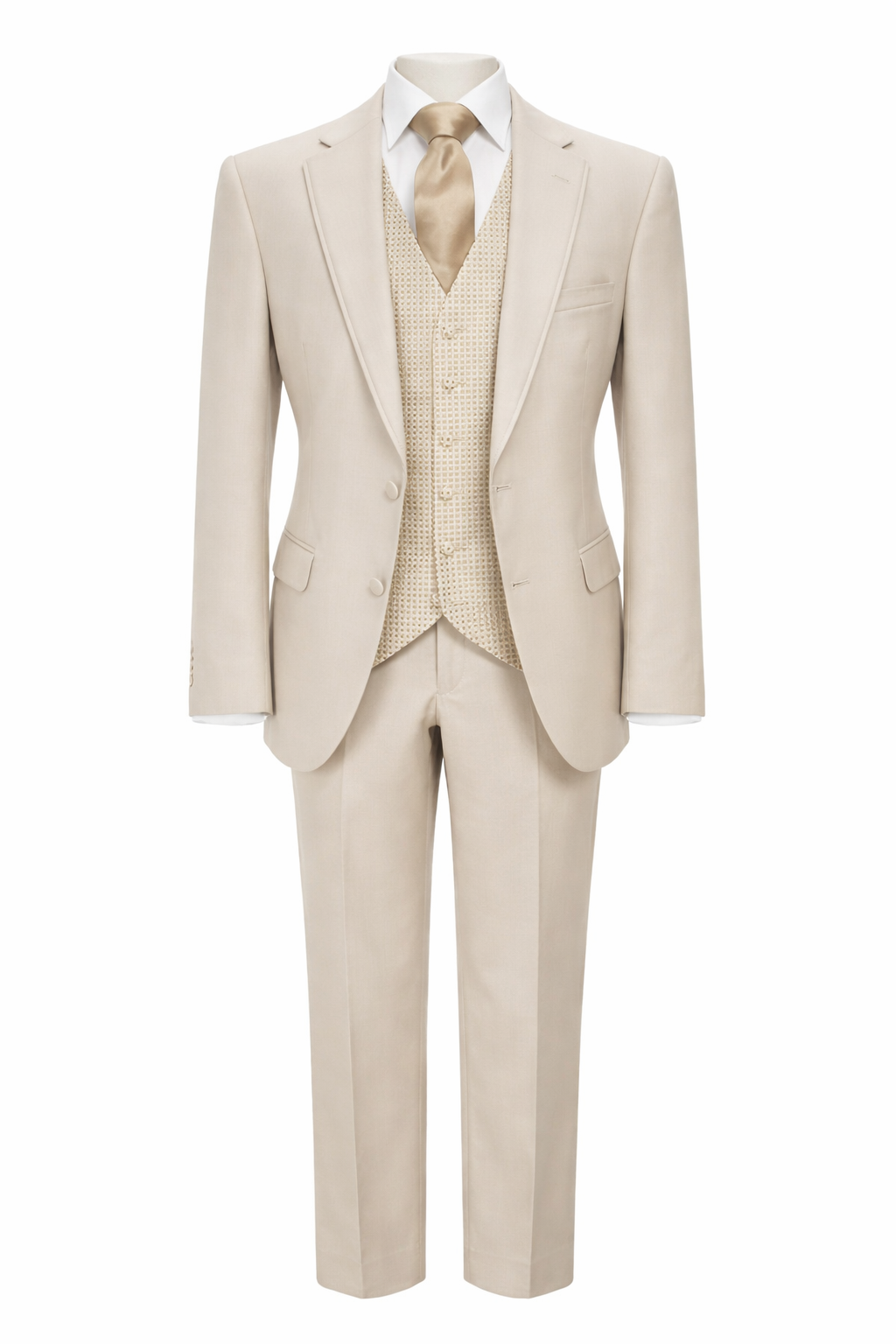 Beige Wool 3 Piece Suit | Classic Fit | Jacket, Trousers & Waistcoat
