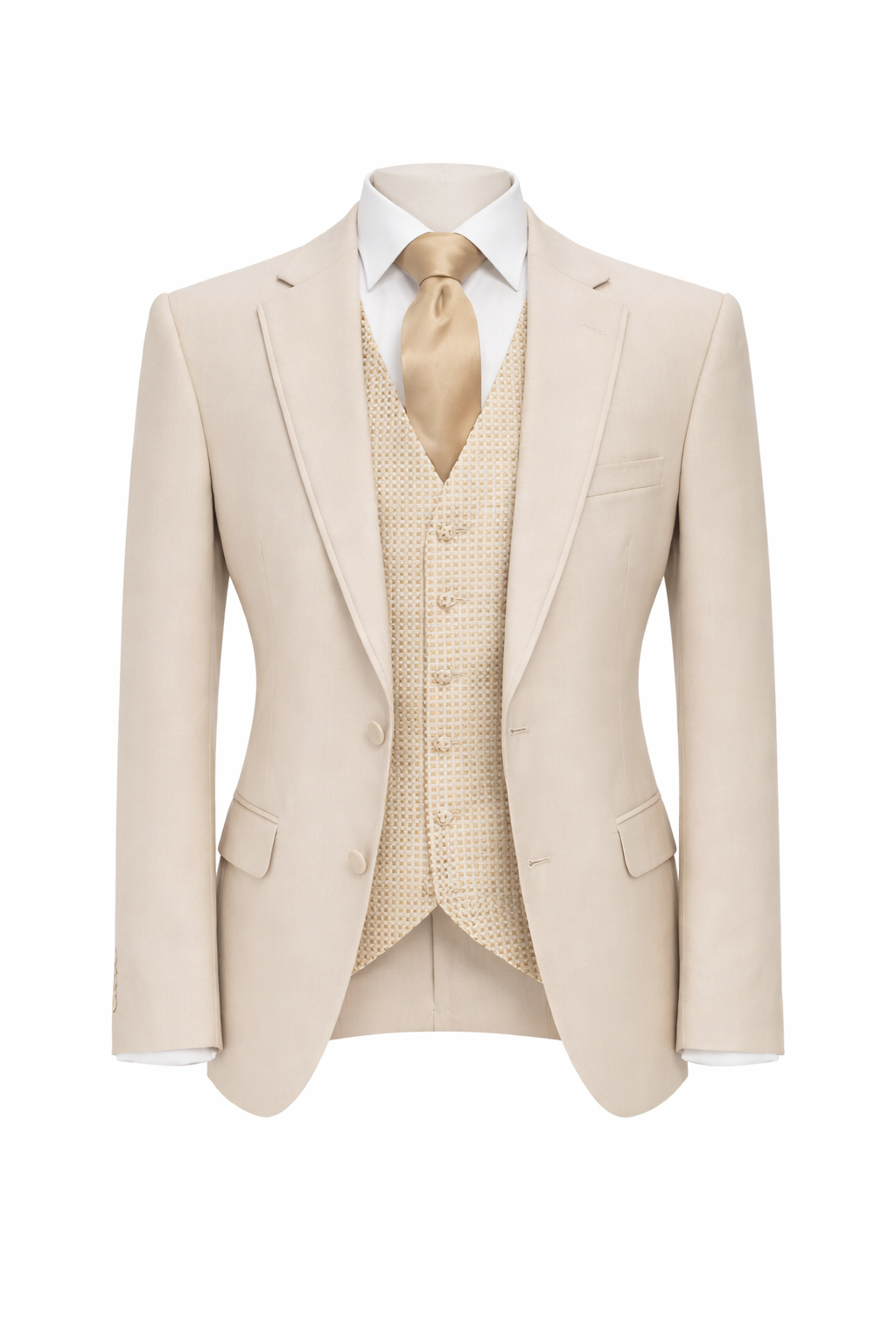 Beige Wool 3 Piece Suit | Classic Fit | Jacket, Trousers & Waistcoat