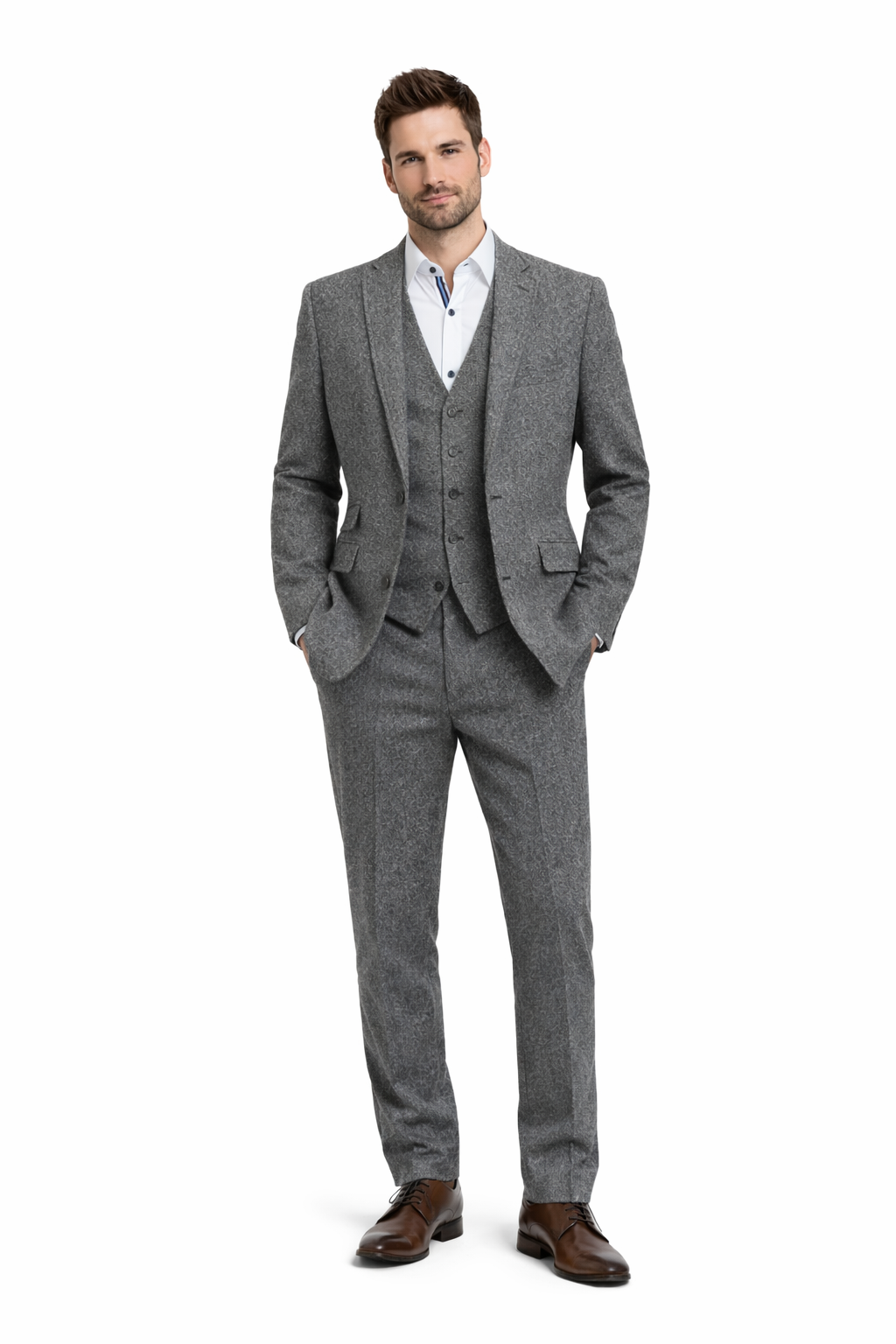 Grey Tweed 3 Piece Suit | Donegal Wool | Jacket, Trouser & Waistcoat
