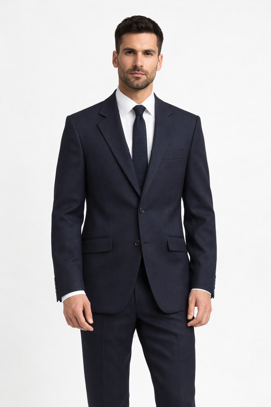 Navy Herringbone Suit Jacket Blazer | 100% Pure Wool