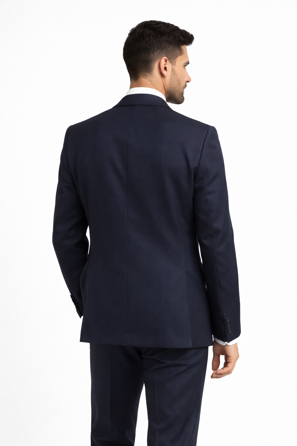 Navy Herringbone Suit Jacket Blazer | 100% Pure Wool