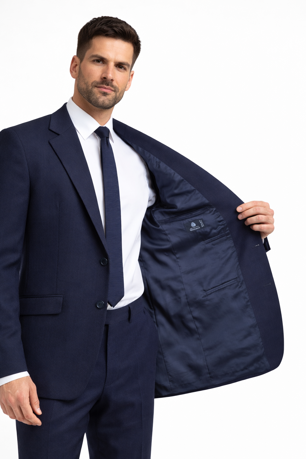 Navy Herringbone Suit Jacket Blazer | 100% Pure Wool