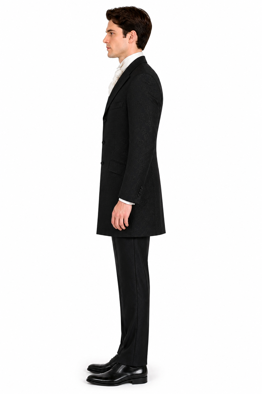 Black Swirl Prince Edward Jacket | Brocade | 3/4 Length
