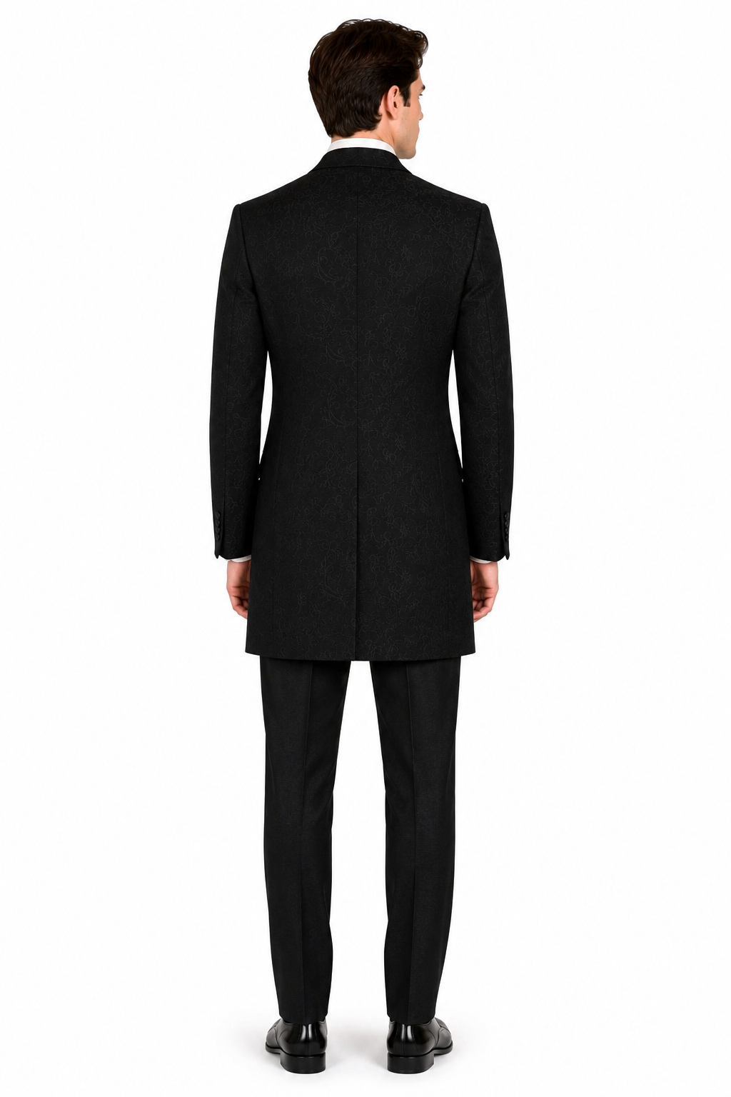 Black Swirl Prince Edward Jacket | Brocade | 3/4 Length