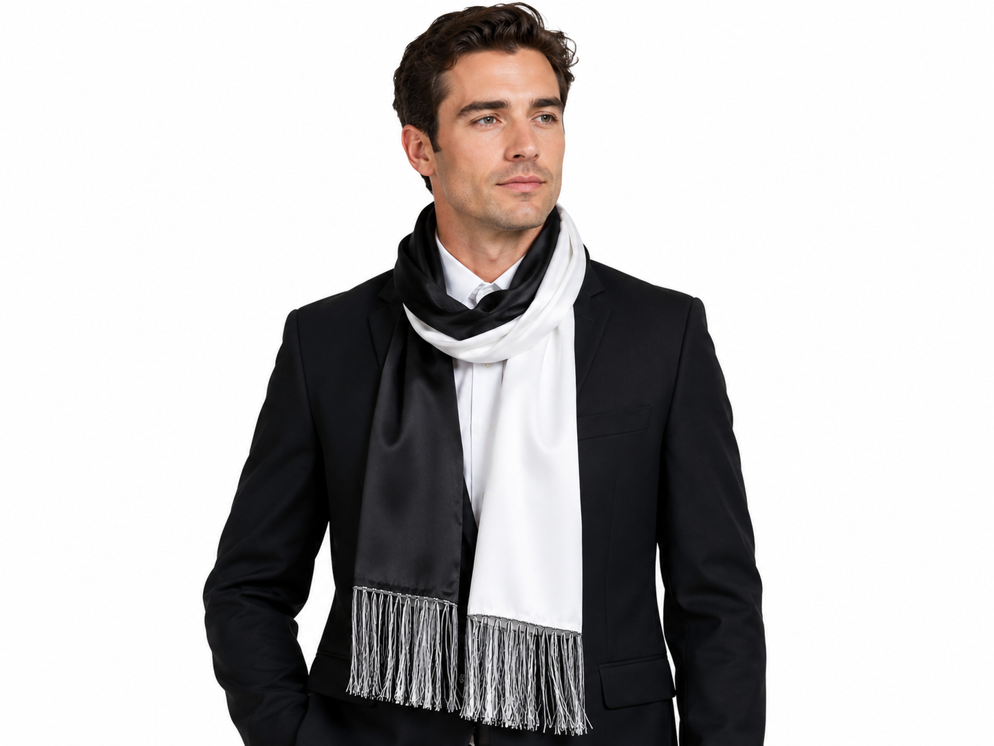 Black & White Reversible Formal Dress Scarf