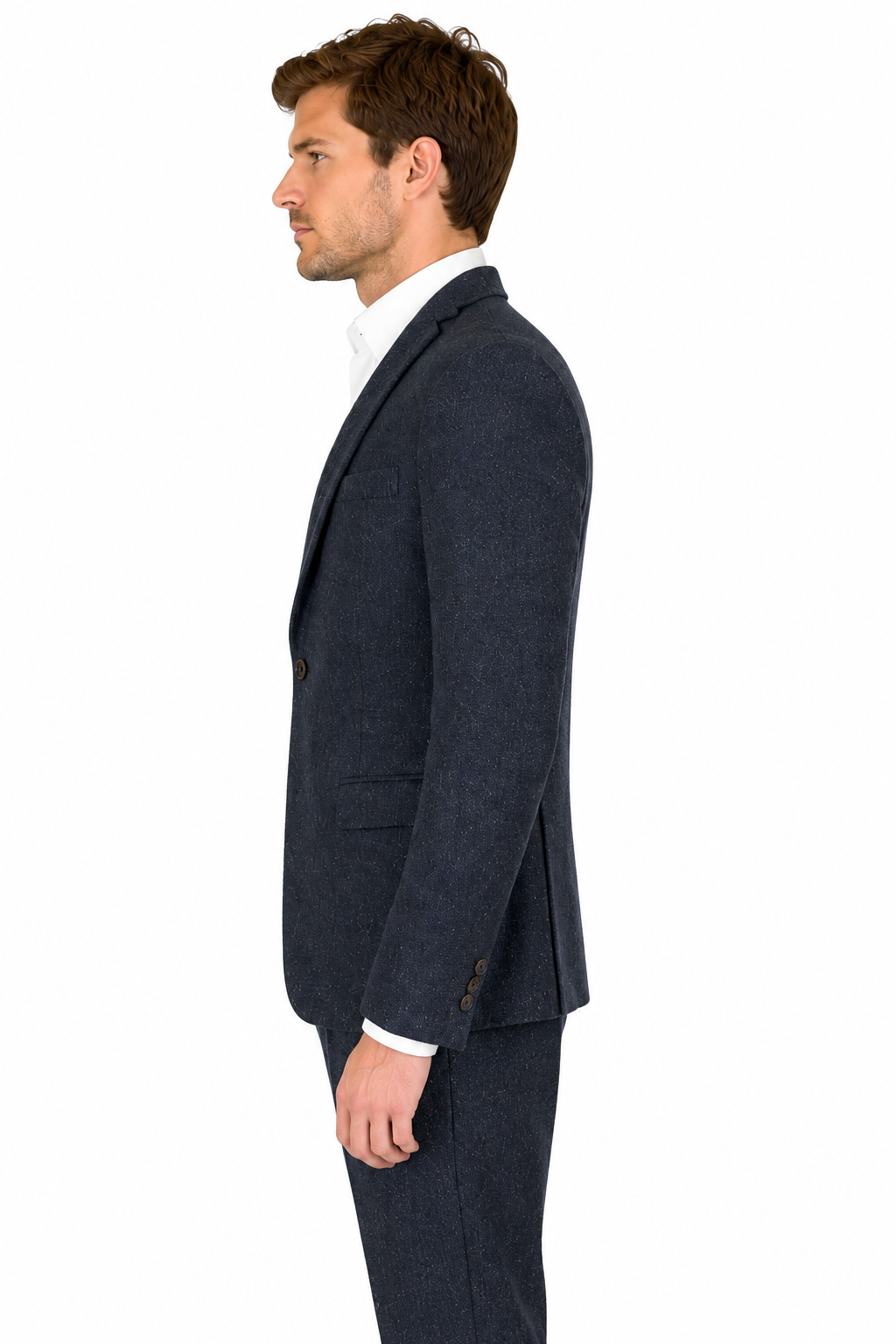 Navy Blue Tweed 3 Piece Suit | Donegal Wool | Jacket, Trouser & Waistcoat