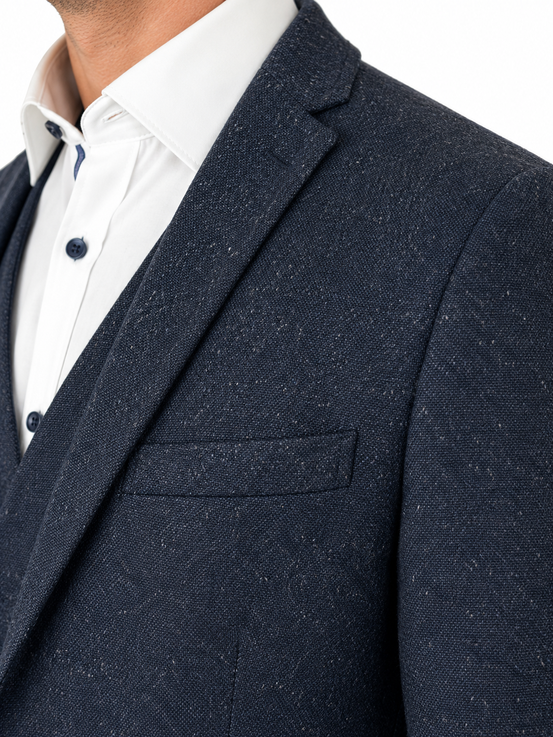 Navy Blue Tweed 3 Piece Suit | Donegal Wool | Jacket, Trouser & Waistcoat