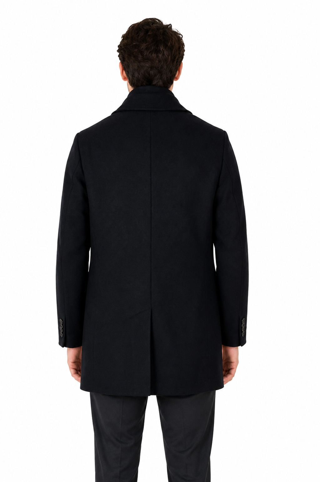 Limehaus Black 100% Wool Formal Overcoat | Detachable Collar