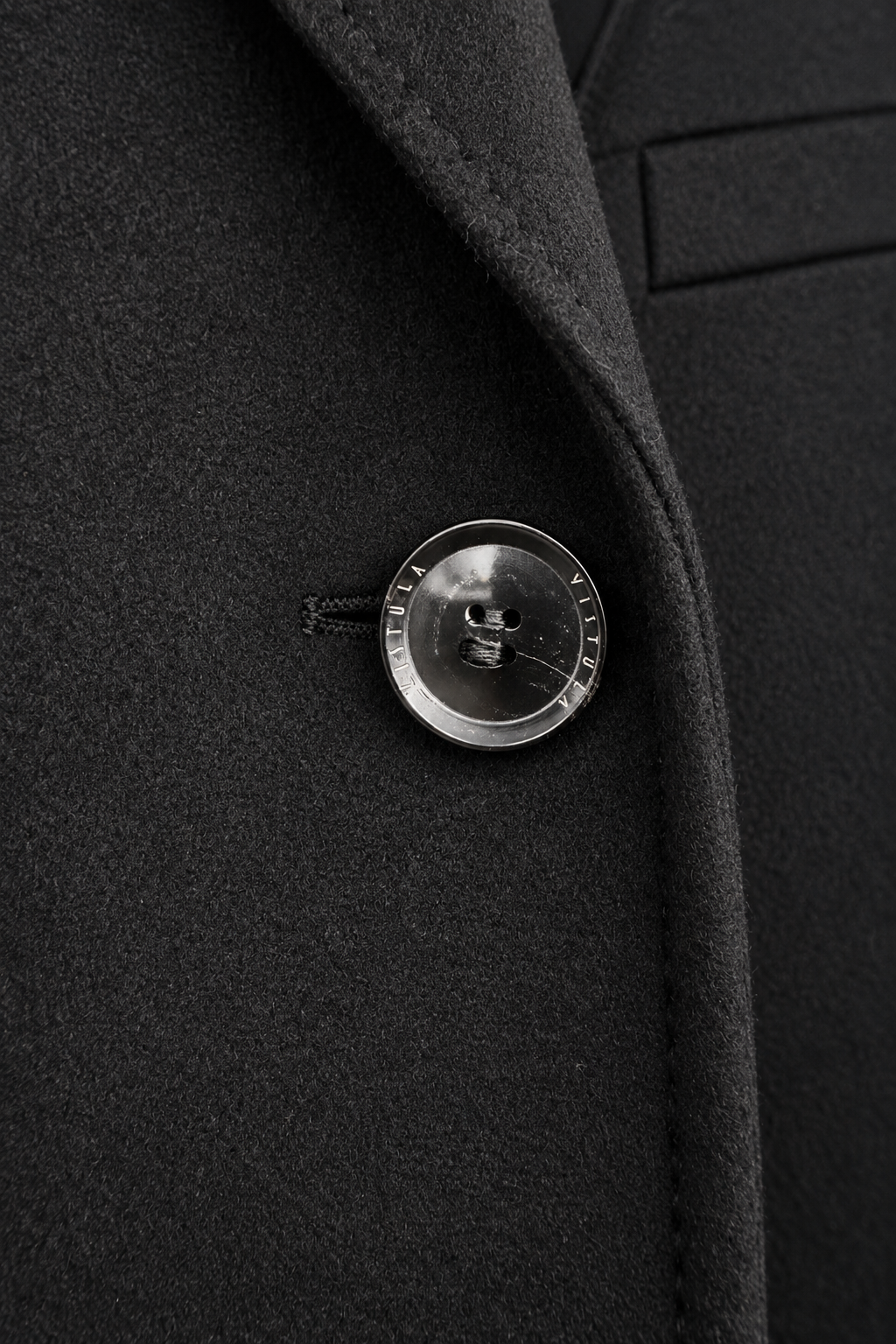 Vistula Black Cashmere & Wool Peak Lapel Overcoat | Slim Fit