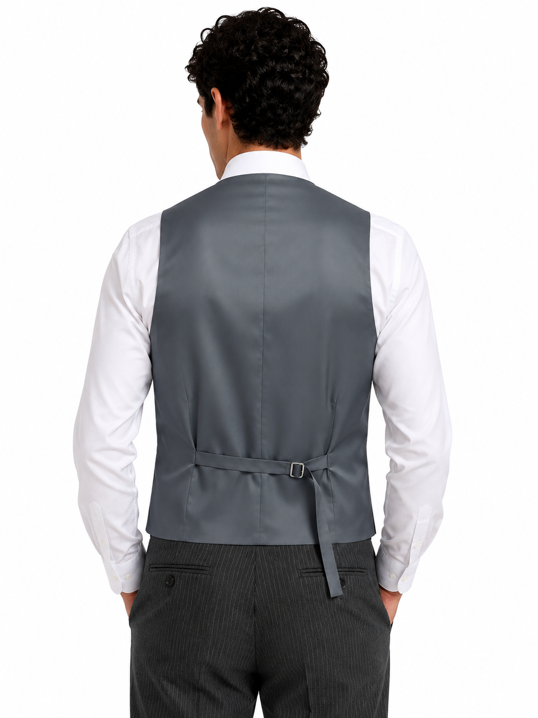 Dove Grey Wool Single Breasted Twill Waistcoat