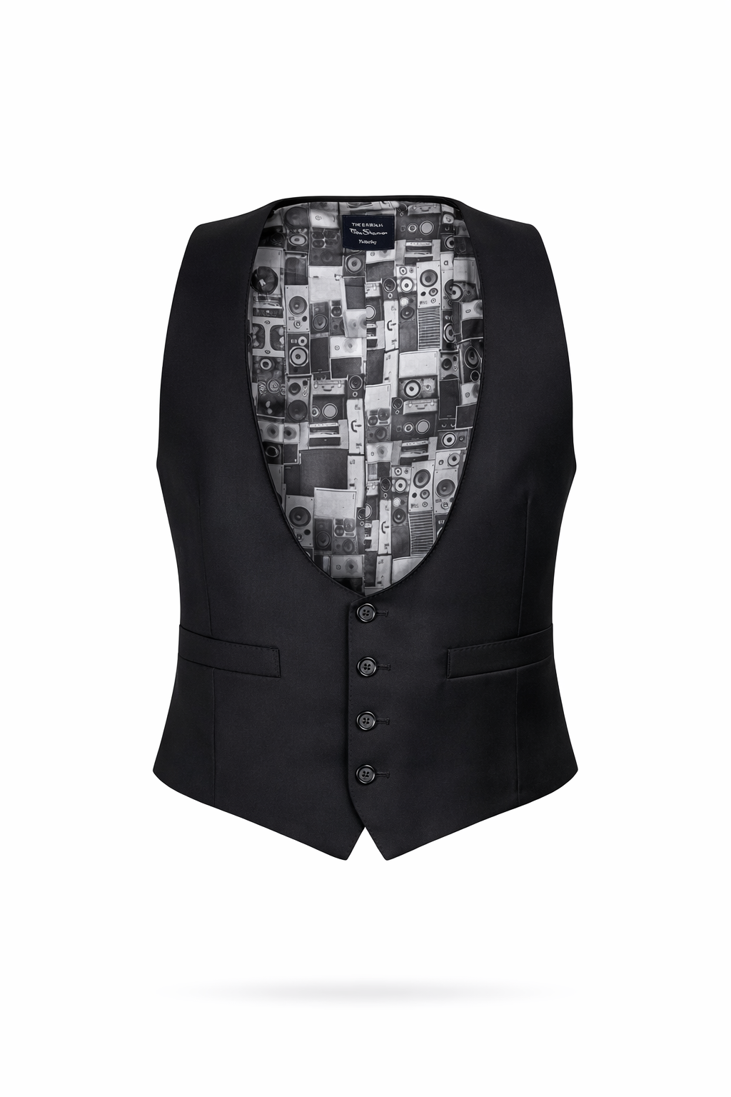 Ben Sherman Black 3 Piece Tuxedo | 100% Wool Dinner Suit | Jacket, Trouser & Waistcoat