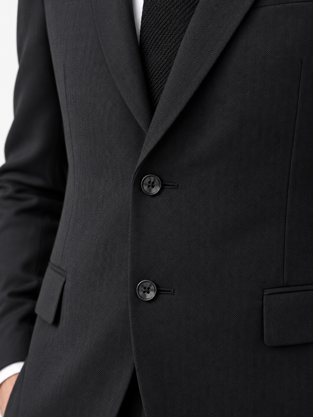 Black 3 Piece Masonic Herringbone Wool Suit | Made for Freemasons
