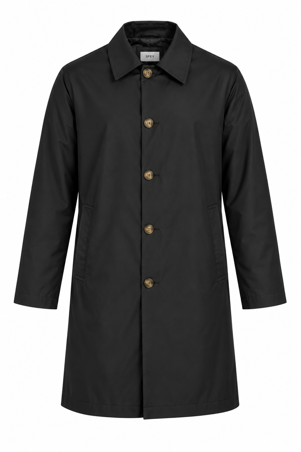 Black Single Breasted Formal Raincoat | Fully Lined