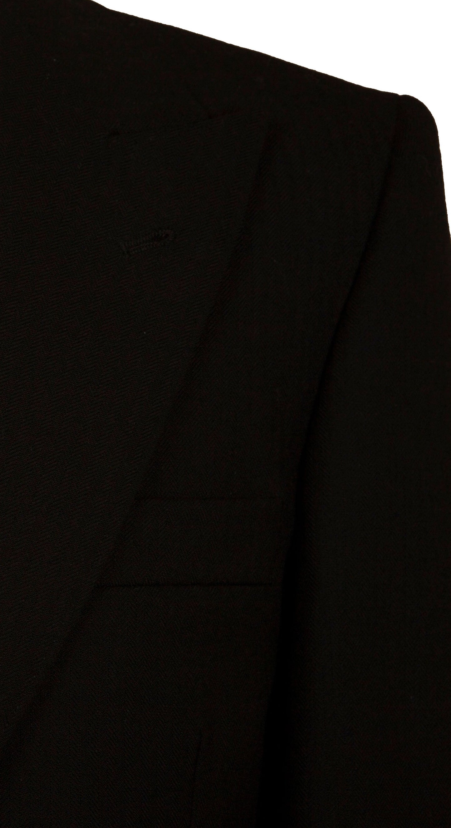 Black 3 Piece Herringbone Tailcoat Suit with Pinstripe Trousers & Grey Waistcoat - Ex Hire