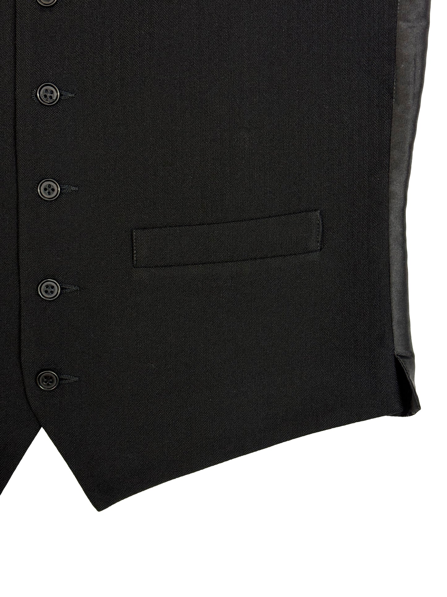 Black Herringbone Wool Waistcoat | Pre-Loved "Ex-Hire"
