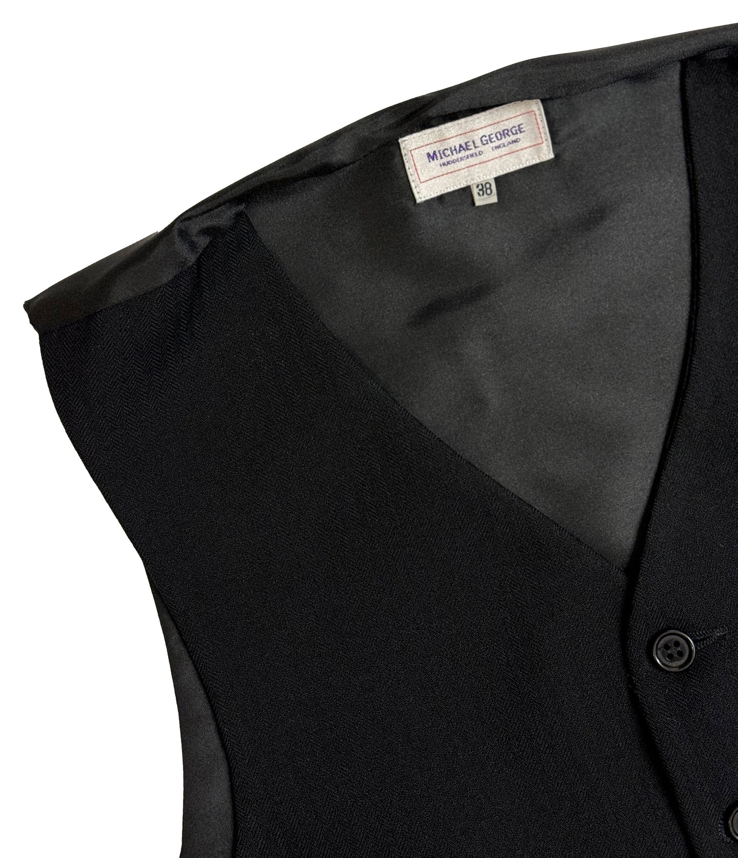 Black Herringbone Wool Waistcoat | Pre-Loved "Ex-Hire"