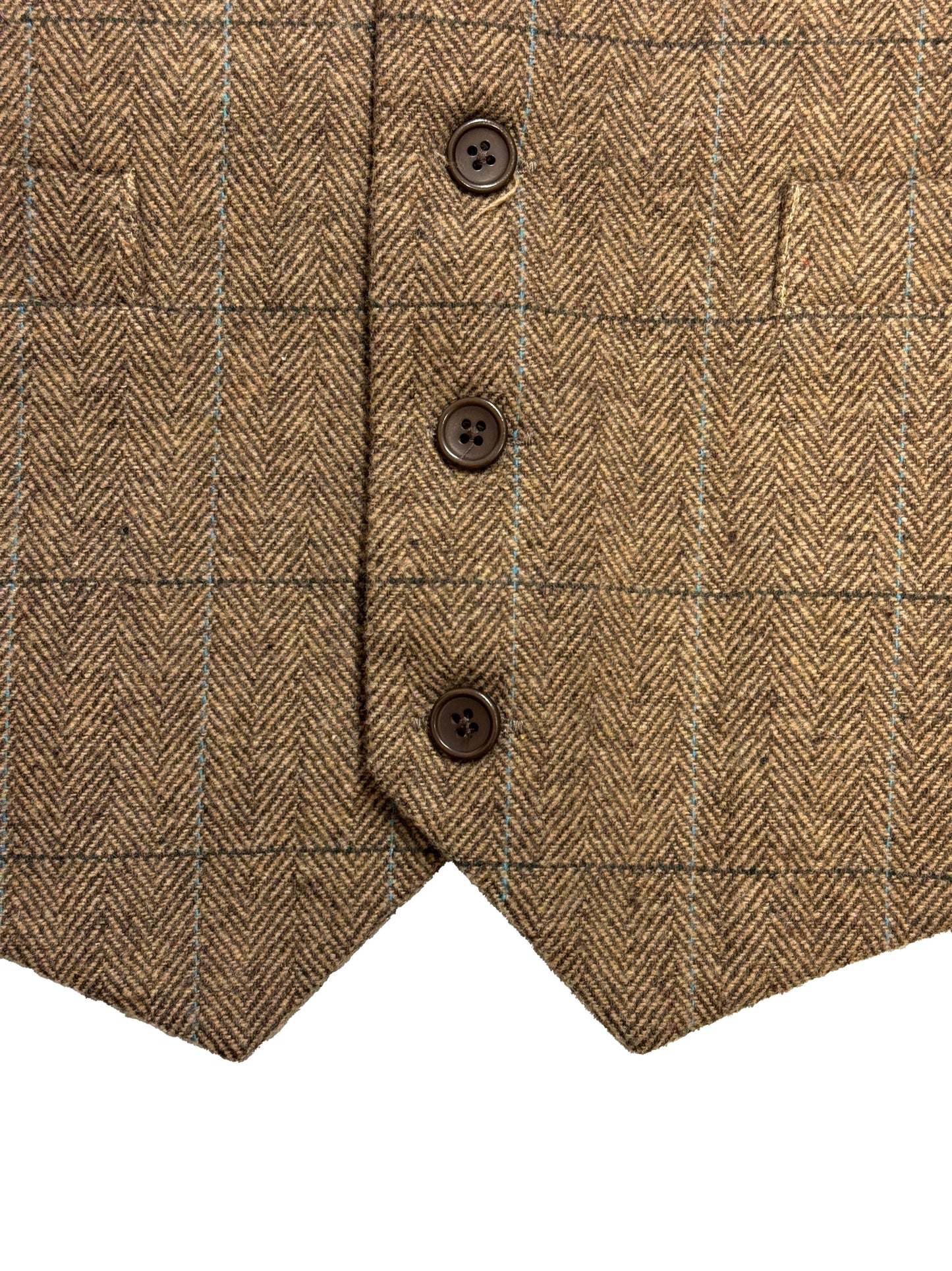 Brown Tweed Herringbone Check Waistcoat | Tailored Fit