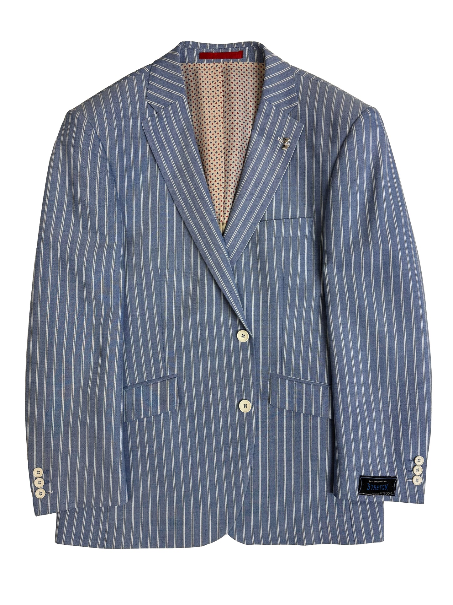 Men's Light Blue Wool Striped Boating Jacket
