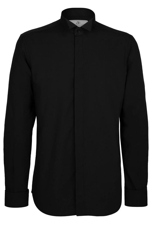 Black Modern Fit Shirt Wing Collar - Brand New