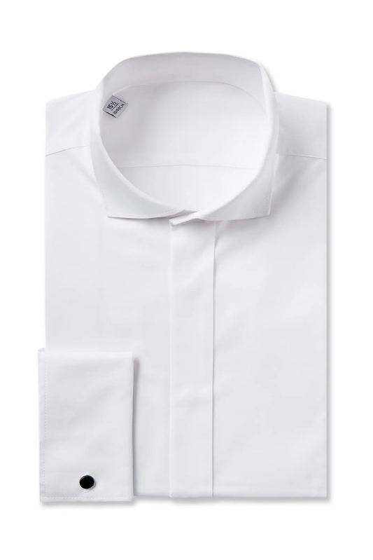 White Fly Wing Collar Shirt Double Cuff Regular Fit