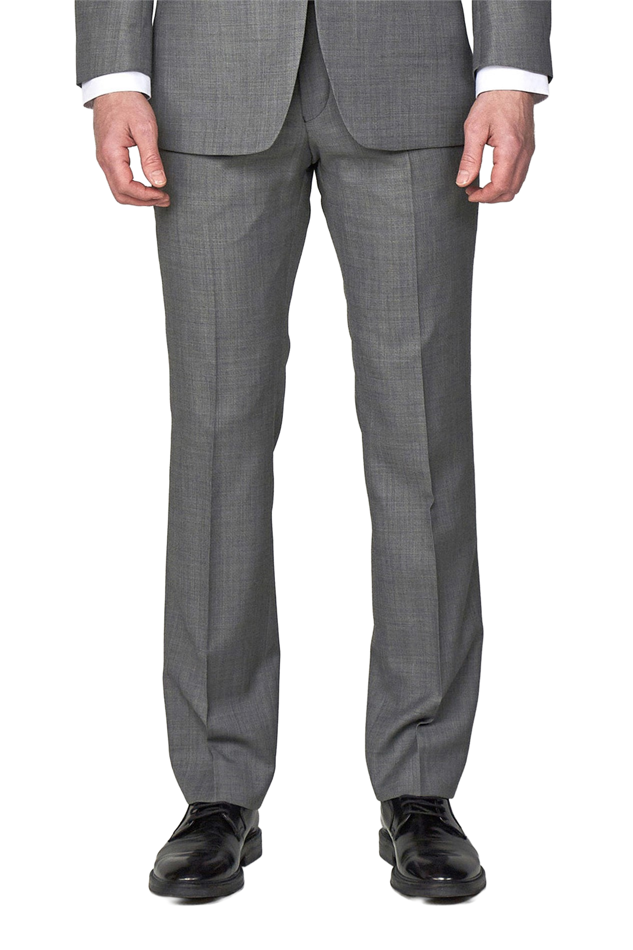 Grey 100% Wool Suit Trousers | Pick and Pick | Flat Front, Belt Loops, Classic Fit