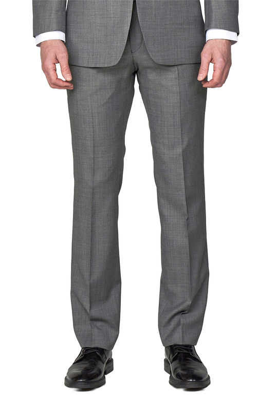 Grey 100% Wool Suit Trousers | Pick and Pick | Flat Front, Belt Loops, Classic Fit