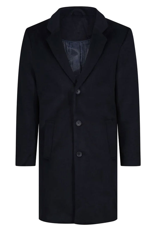 Men's Navy Blue Wool Overcoat Covert Coat Winter Mod