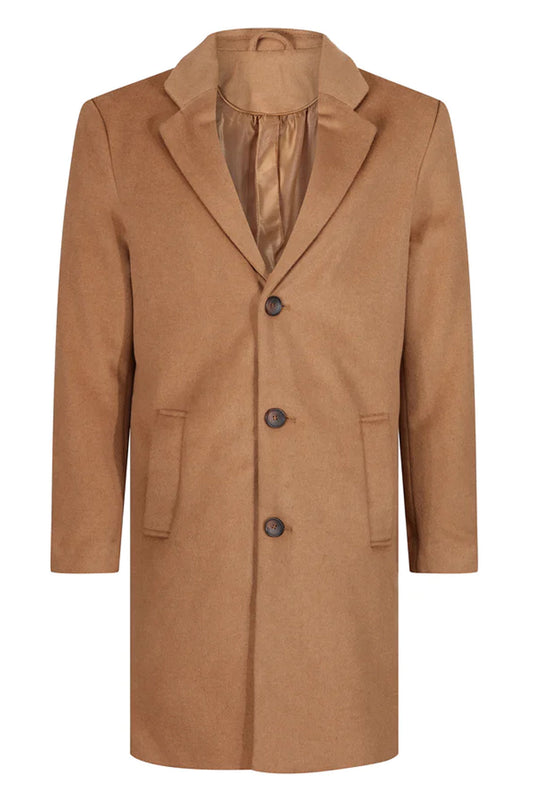 Men's Brown Tan Long Wool Overcoat Coat Winter Mod