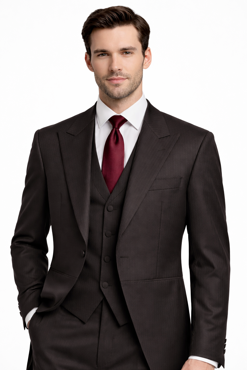Brown Stripe Wool Tailcoat Jacket | 100% Pure Wool