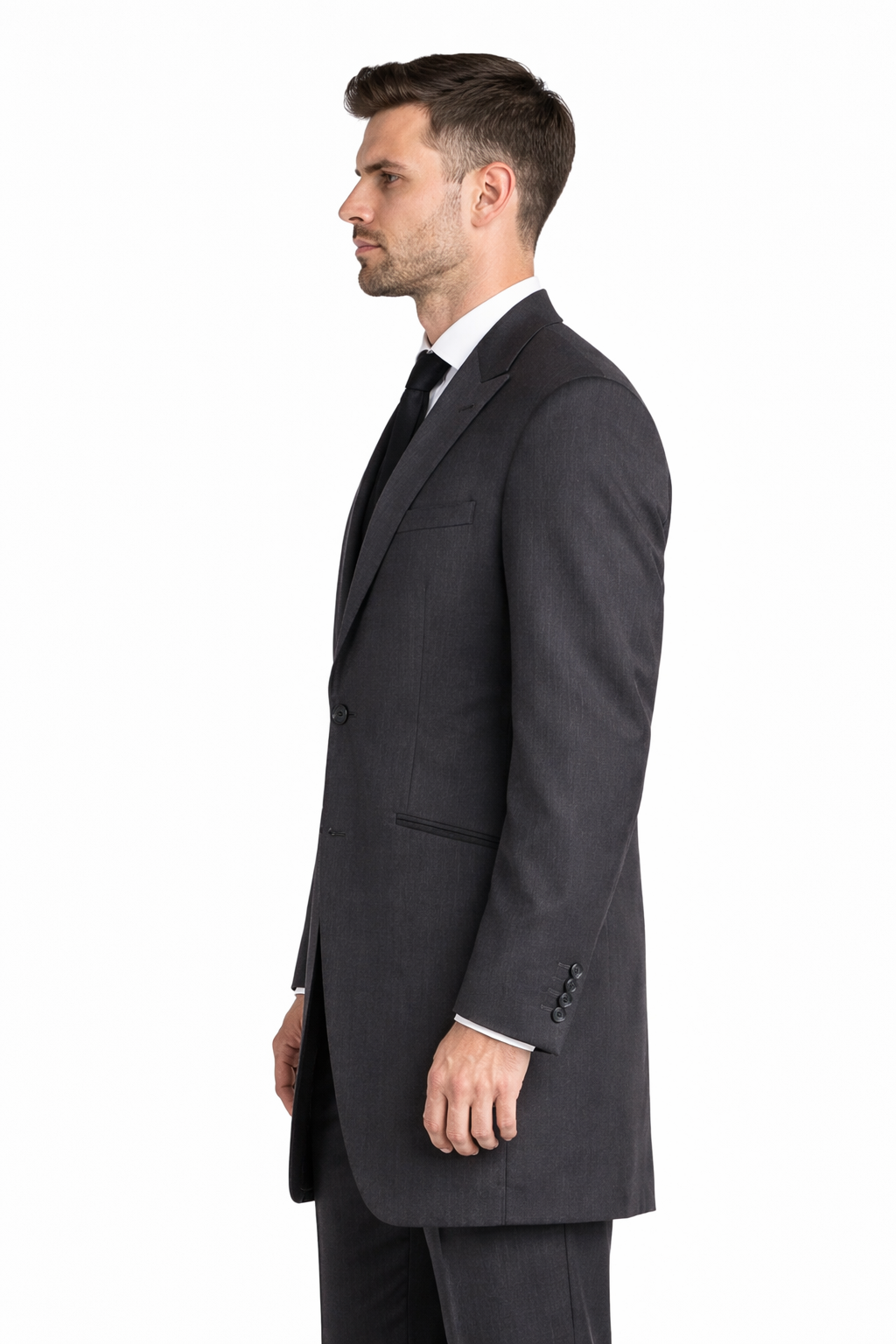 Charcoal Grey Suit Jacket 100% Wool | Longer Line Blazer