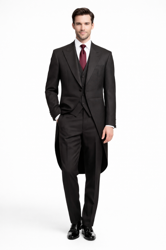 Brown Stripe Wool Tailcoat Jacket | 100% Pure Wool