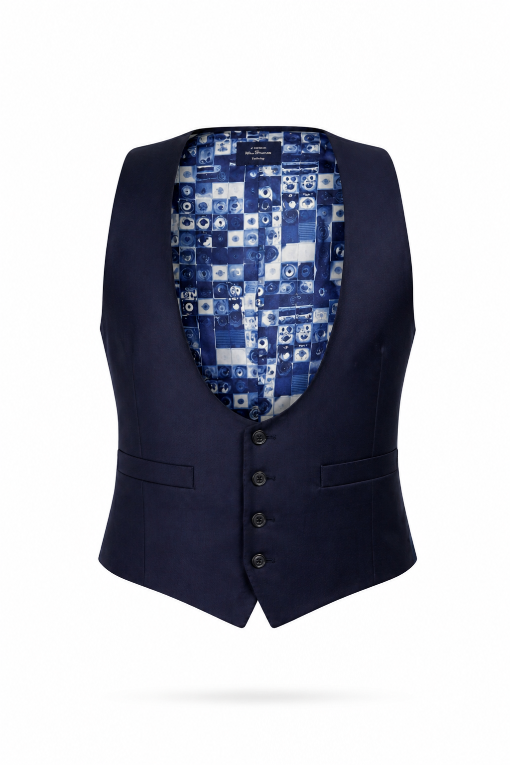 Ben Sherman Navy Blue Low Scoop Waistcoat | 100% Wool | Slim Fit