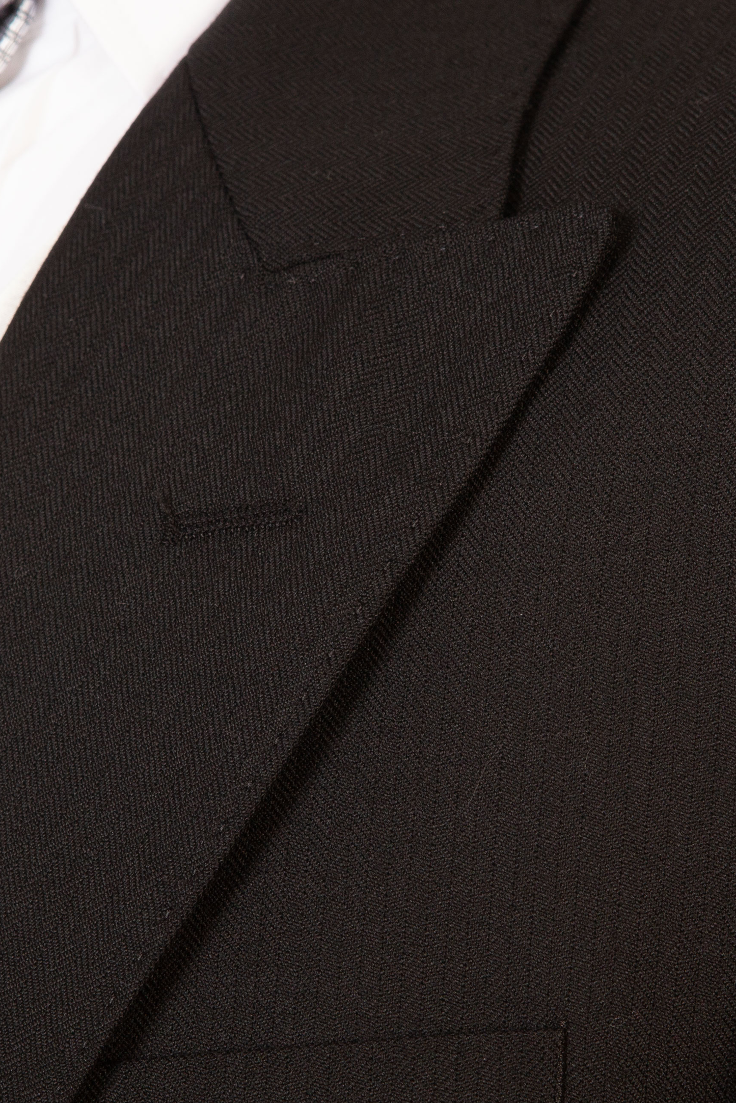 'Magee' Black Herringbone Tailcoat Jacket | 100% Pure Wool | Premium A* Pre-Loved