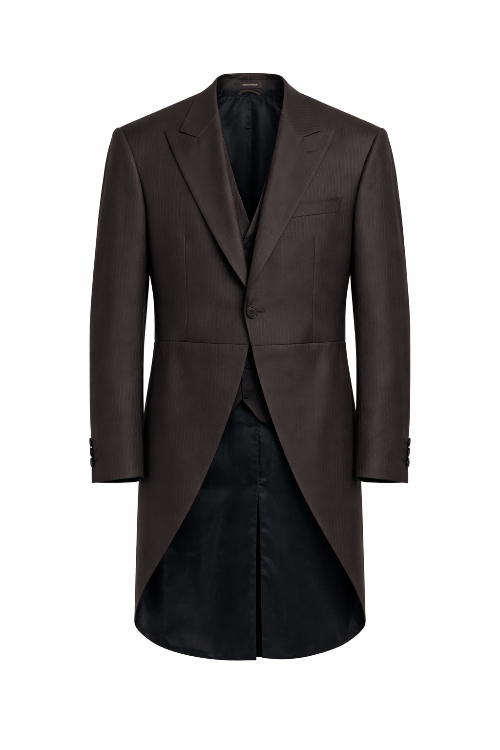 Brown Stripe Wool Tailcoat Jacket | 100% Pure Wool